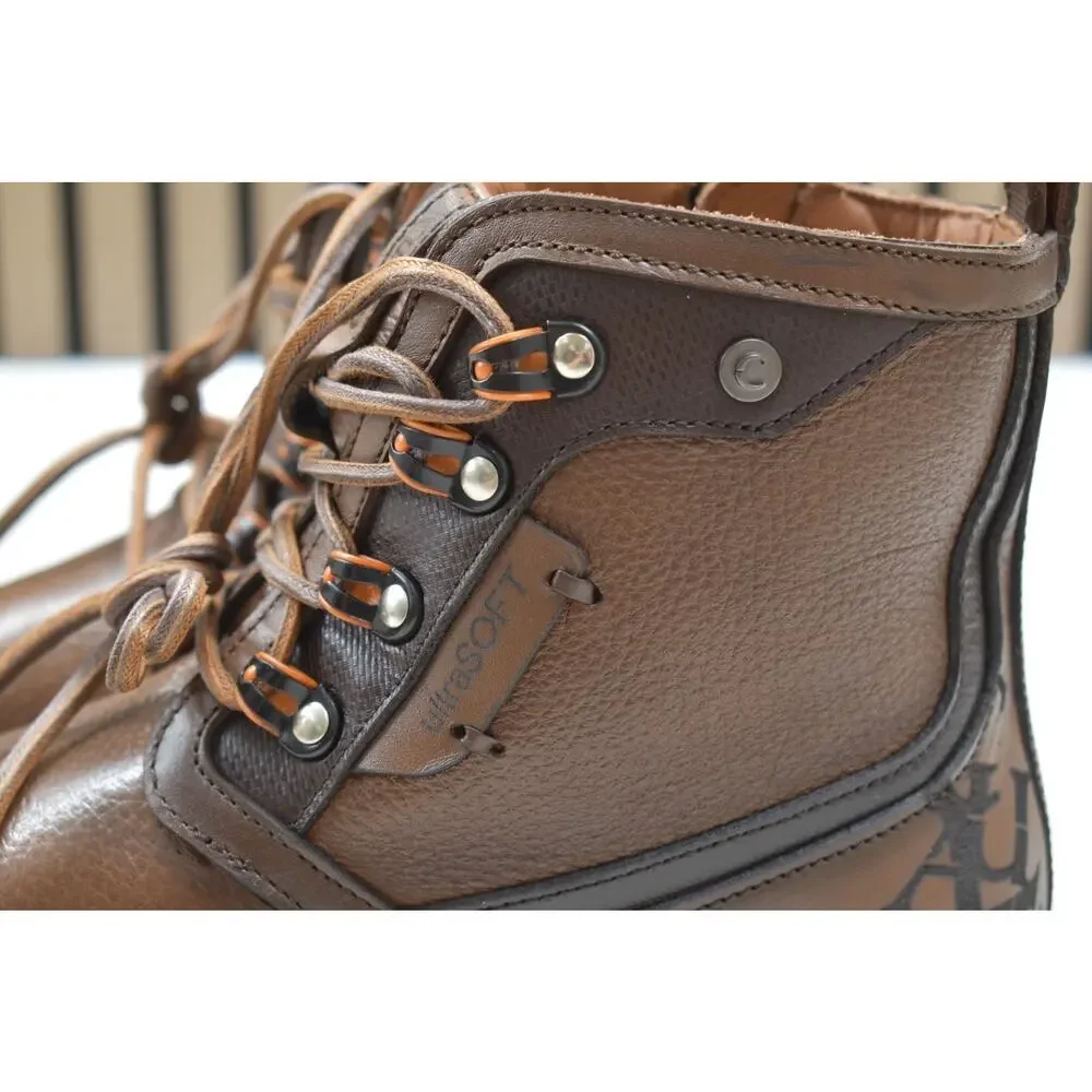 Cuadra Men's Honey Italian Deer Zip Lace Up Leather Boot CU945 US Size 8.5 EE